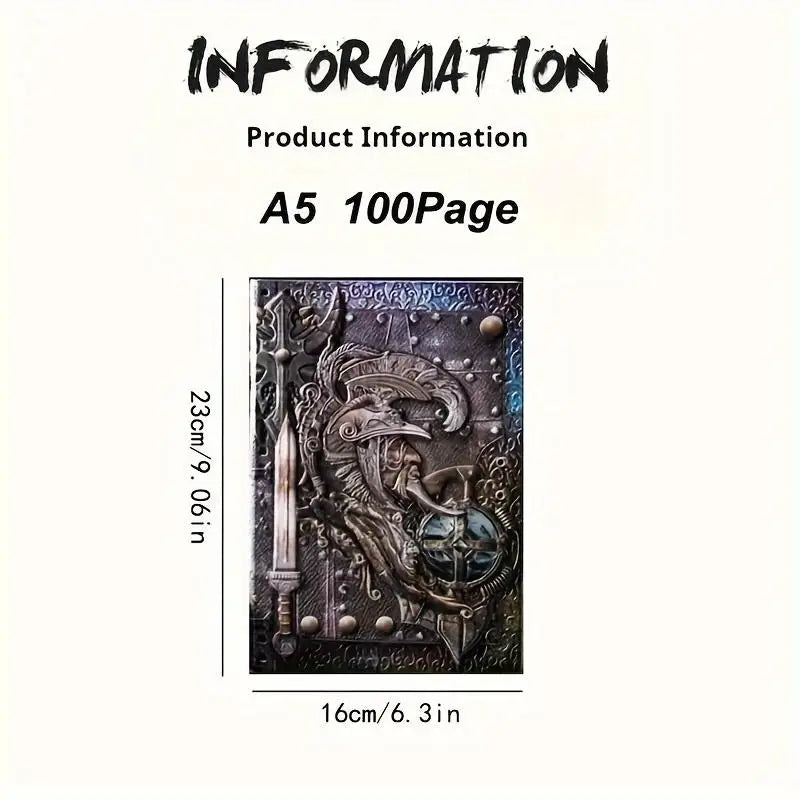 Vintage Embossed Leather Journal - A5 Retro Hardcover Notebook , Ideal for Writing, Diary, Business