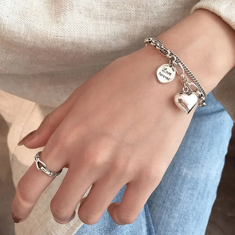 925 Sterling Silver Charms Bracelets For Women Fashion Retro Bracelet Valentine's Day Present Charm Bracelet