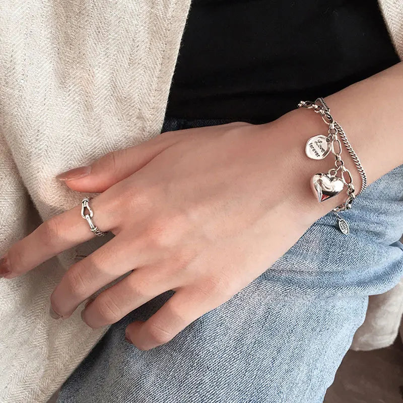 925 Sterling Silver Charms Bracelets For Women Fashion Retro Bracelet Valentine's Day Present Charm Bracelet