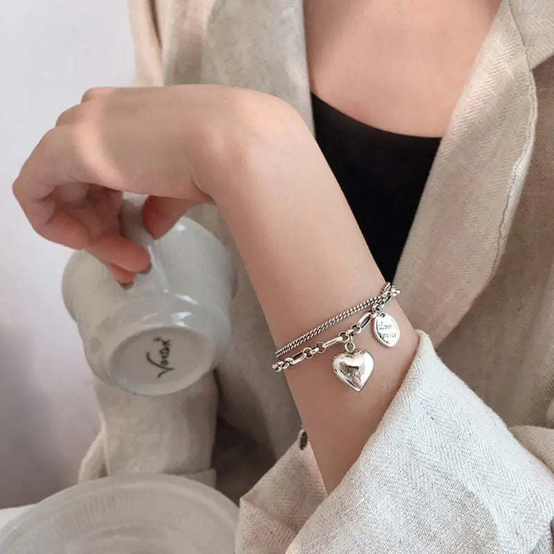 925 Sterling Silver Charms Bracelets For Women Fashion Retro Bracelet Valentine's Day Present Charm Bracelet