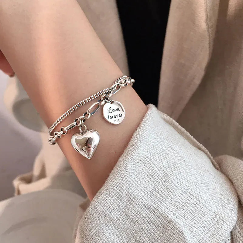 925 Sterling Silver Charms Bracelets For Women Fashion Retro Bracelet Valentine's Day Present Charm Bracelet