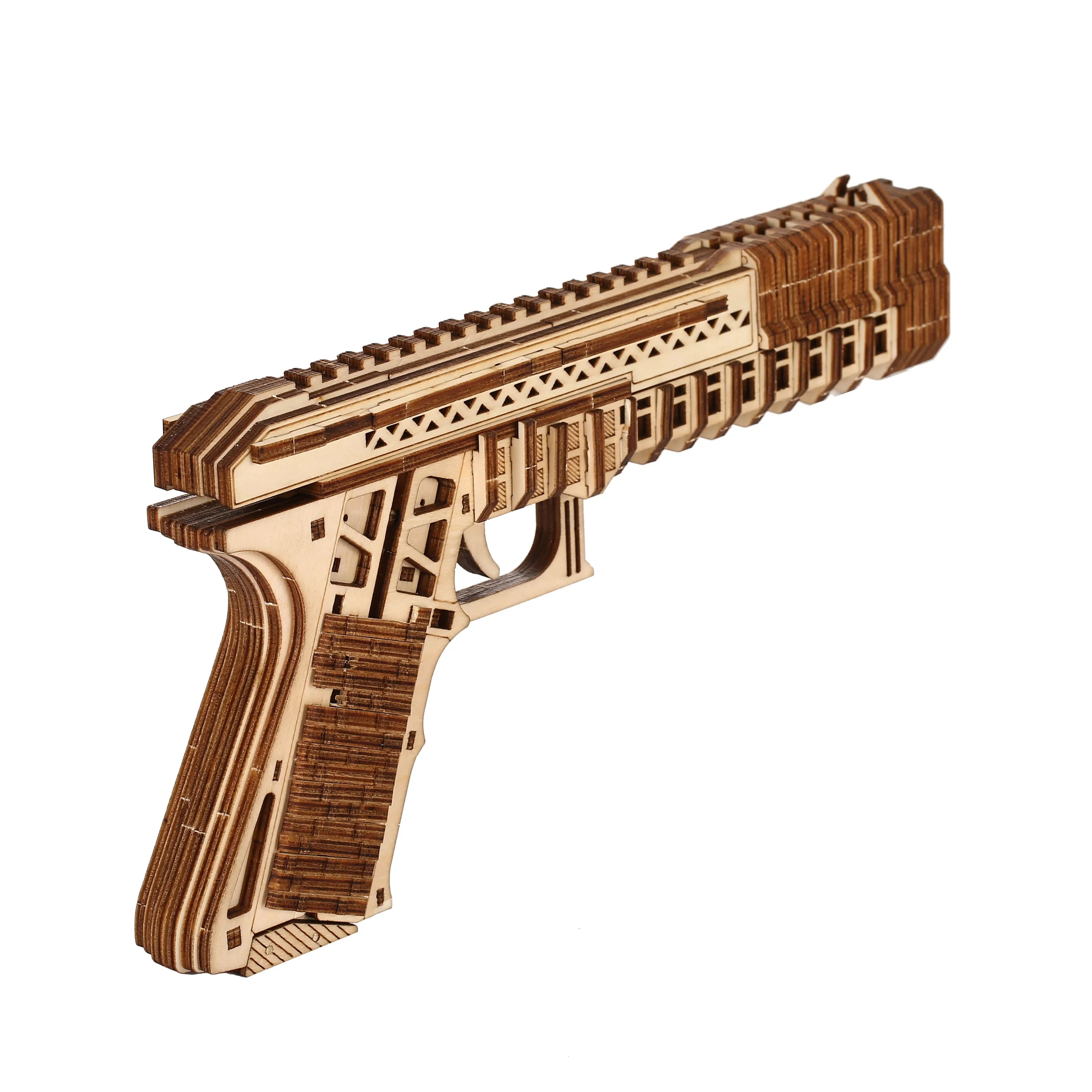 pistol 3D Wooden Puzzle, Scale Model,DIY Model Kit, Handcraft Gift,Home Decoration,Mechanical Model Kit, Building Toy