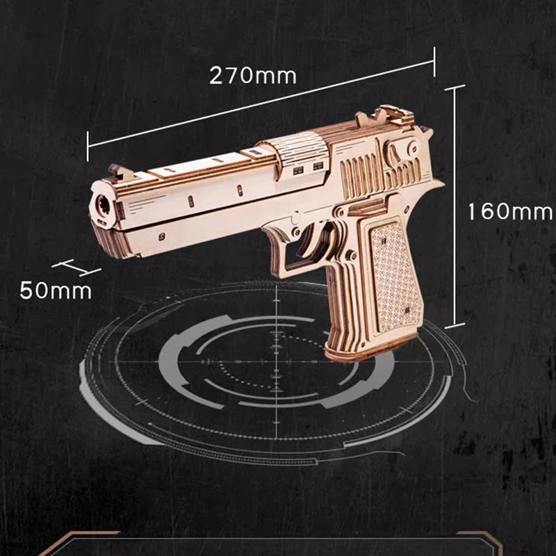 pistol Model DIY 3D Wooden Puzzle Building Block Kits Assembly Toy Birthday Gift For Kids Adult Home Decor