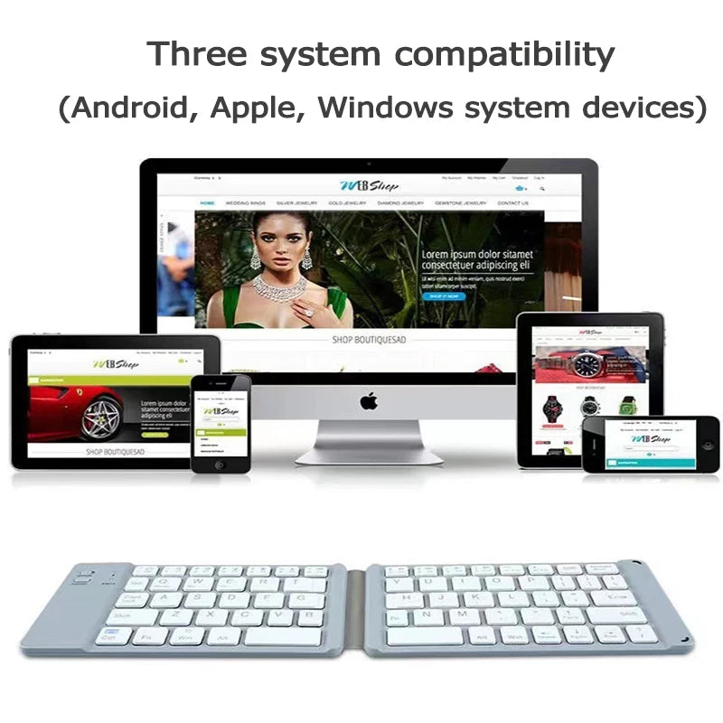 Wireless Bluetooth folding keyboard, suitable for IOS Android、Windows、Office、Mini、 Three system universal silent folding portabl