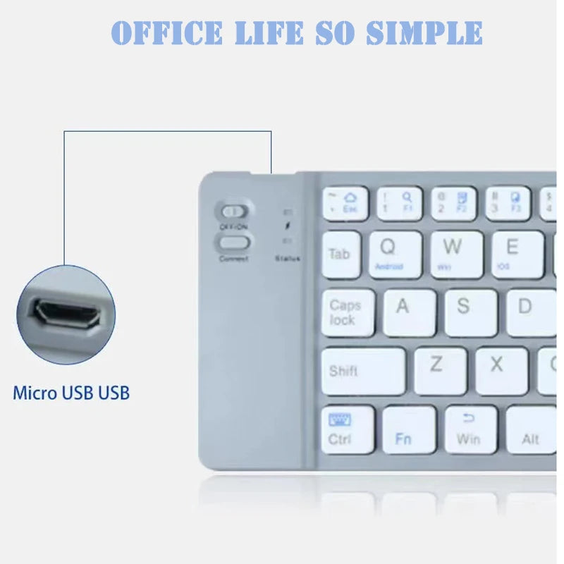 Wireless Bluetooth folding keyboard, suitable for IOS Android、Windows、Office、Mini、 Three system universal silent folding portabl