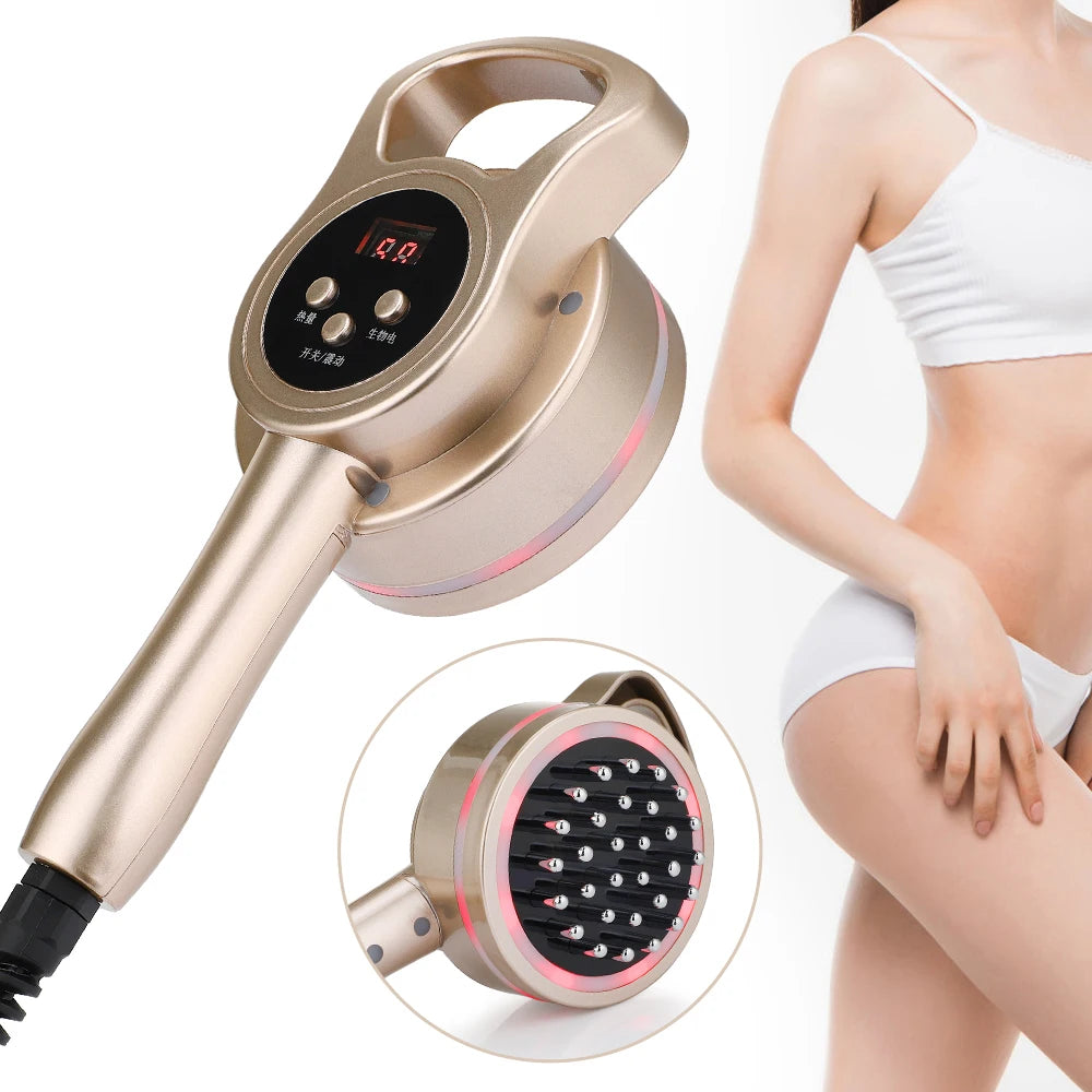 Microcurrent Meridian Brush Massager Cellulite Lymphatic Infrared Heating Vibration Body Detoxification Health Scraping Device