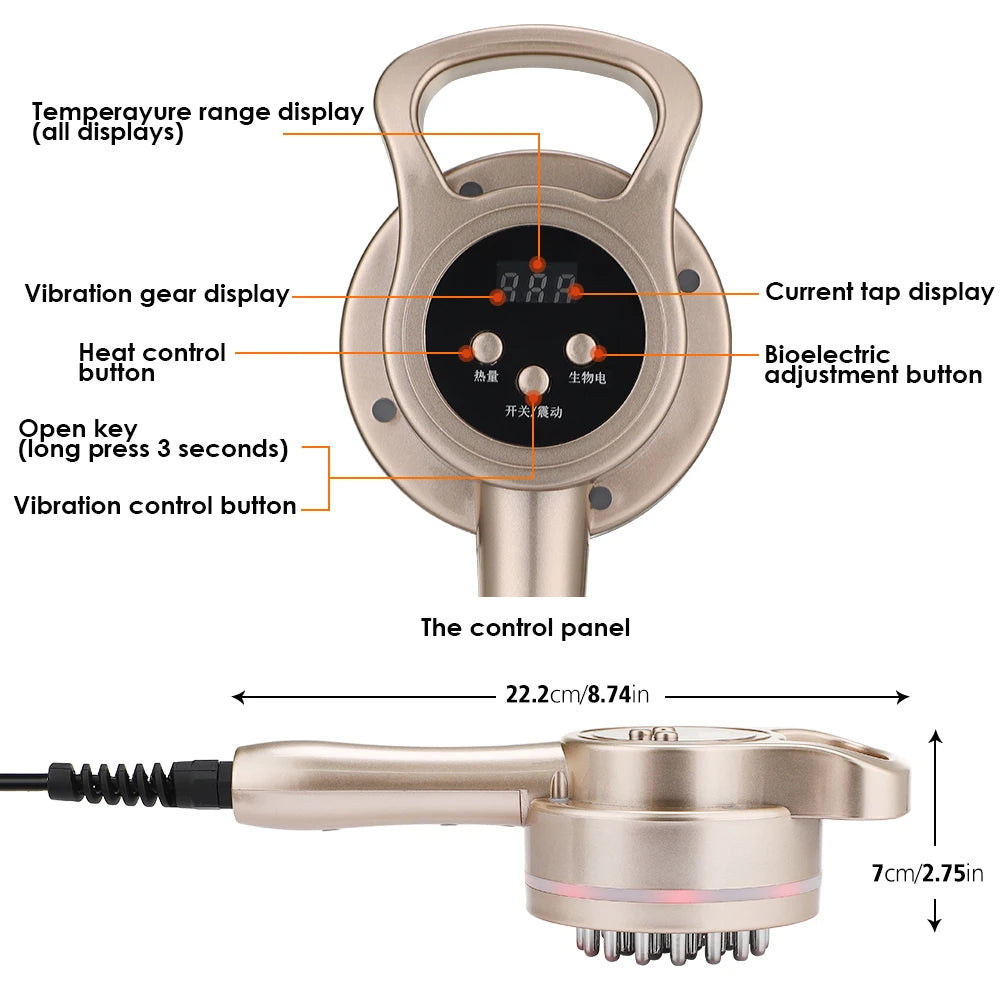 Microcurrent Meridian Brush Massager Cellulite Lymphatic Infrared Heating Vibration Body Detoxification Health Scraping Device