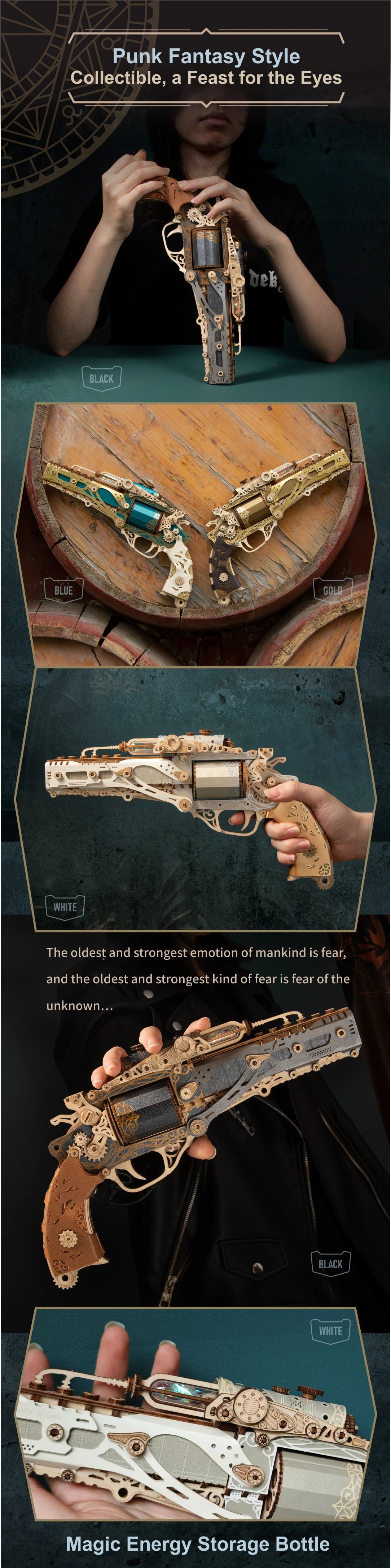 DIY 3D Wooden Puzzle Steam Revolver Assembly Model Kits Toys For Children Kids Girls Birthday Gift