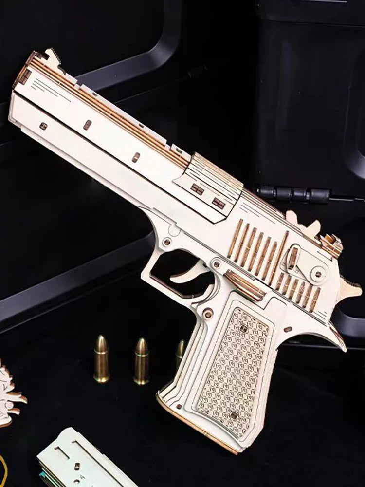 pistol Model DIY 3D Wooden Puzzle Building Block Kits Assembly Toy Birthday Gift For Kids Adult Home Decor