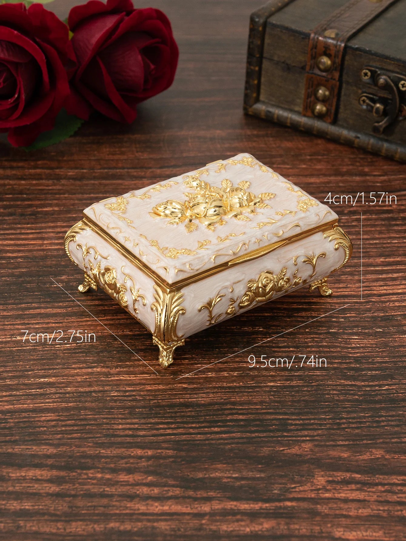 European rose jewelry box light luxury creative jewelry box wedding high-end decoration Valentine's Day ring necklace storage bo