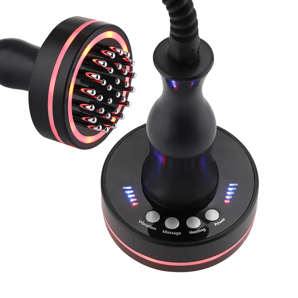 Microcurrent Meridian Brush Massager Cellulite Lymphatic Infrared Heating Vibration Body Detoxification Health Scraping Device