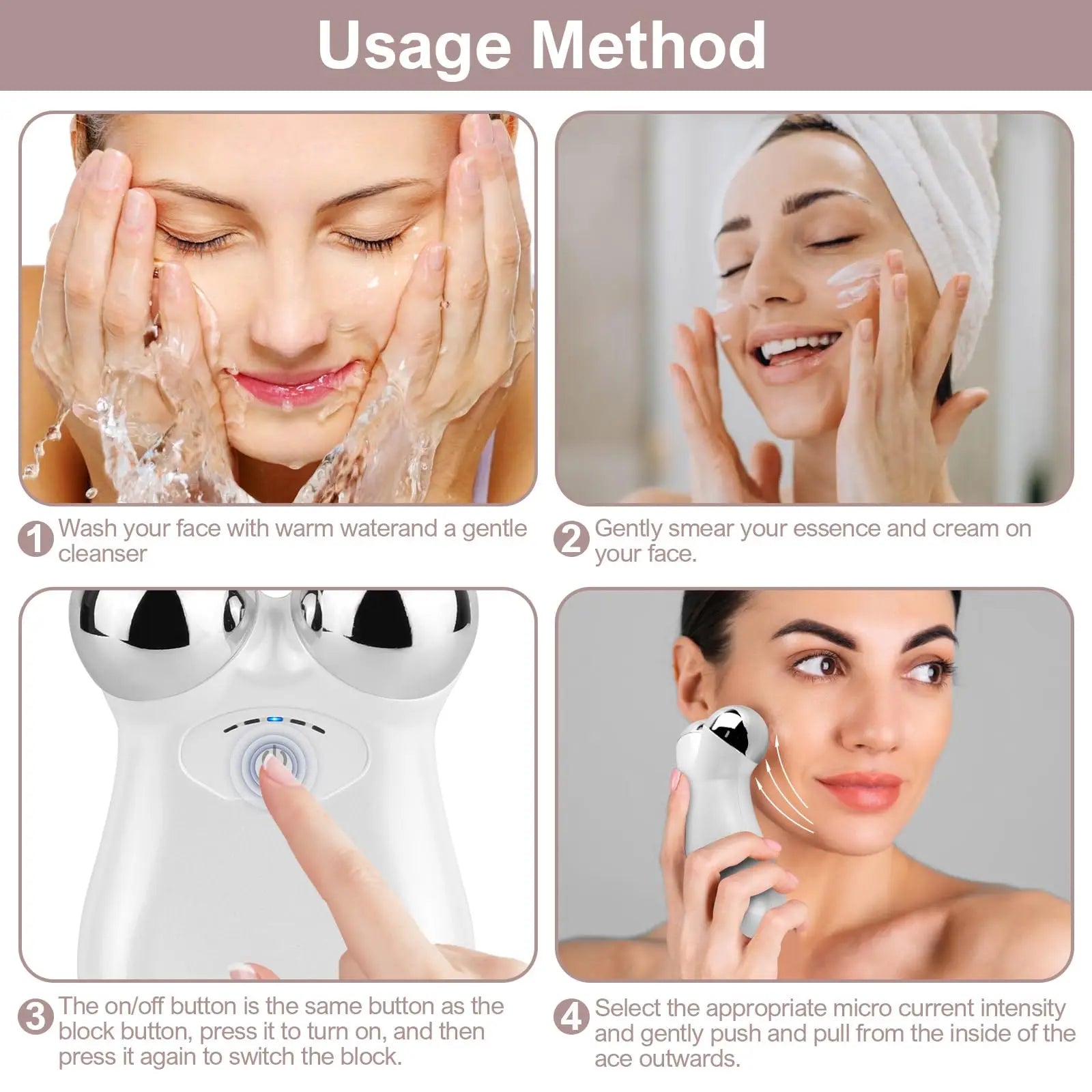 Microcurrent Facial Device - Electric Face Lifting & Toning for Face & Neck for Mother & Companion - Handheld Skin Care Device