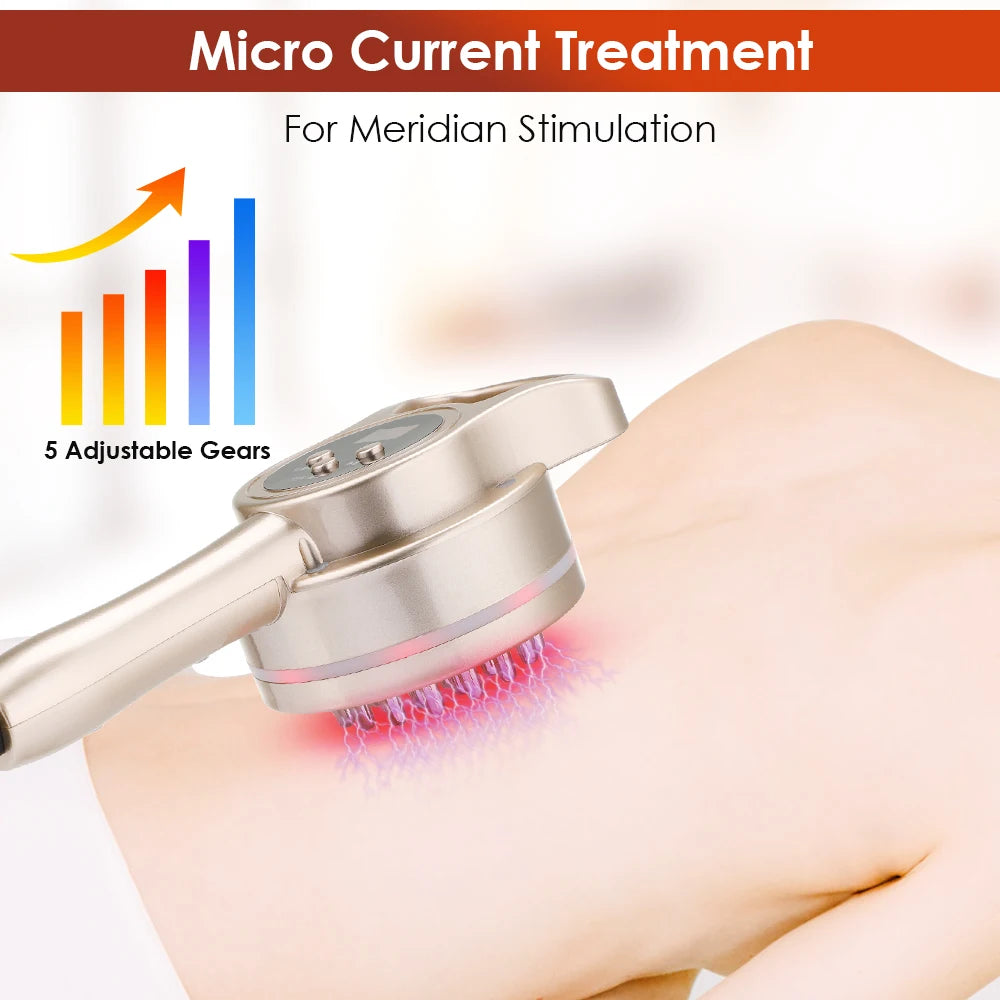 Microcurrent Meridian Brush Massager Cellulite Lymphatic Infrared Heating Vibration Body Detoxification Health Scraping Device