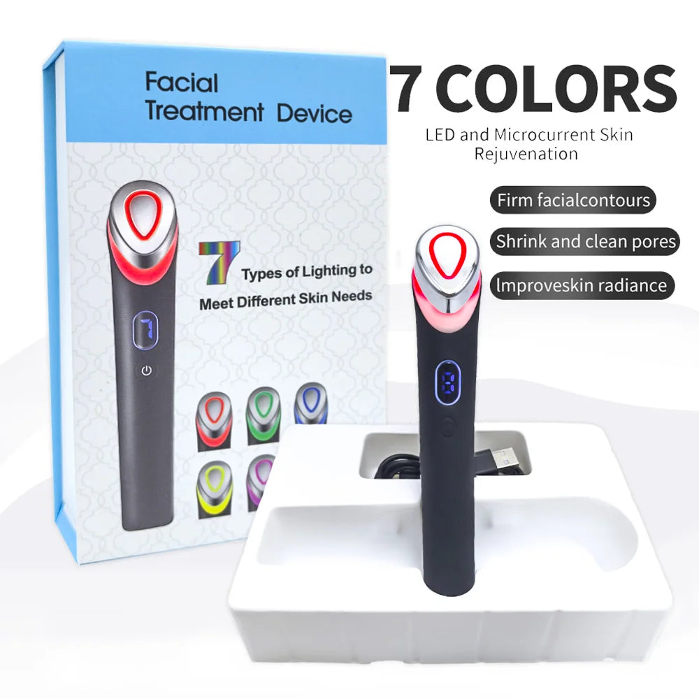 7 Colors Age-R Booster Pro Facial Skin Care Beauty Device EMS Microcurrent Lift Massager Home Use-Valentine's Day gift