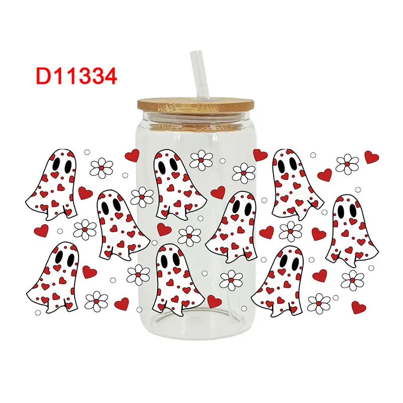 3D UV DTF Transfers Stickers 16oz Cup Wraps Cartoon Valentine's Day Printed For DIY Glass Ceramic Metal Leather Etc. D11201
