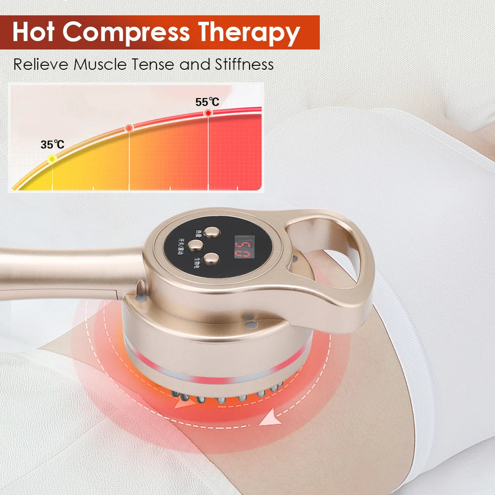 Microcurrent Meridian Brush Massager Cellulite Lymphatic Infrared Heating Vibration Body Detoxification Health Scraping Device