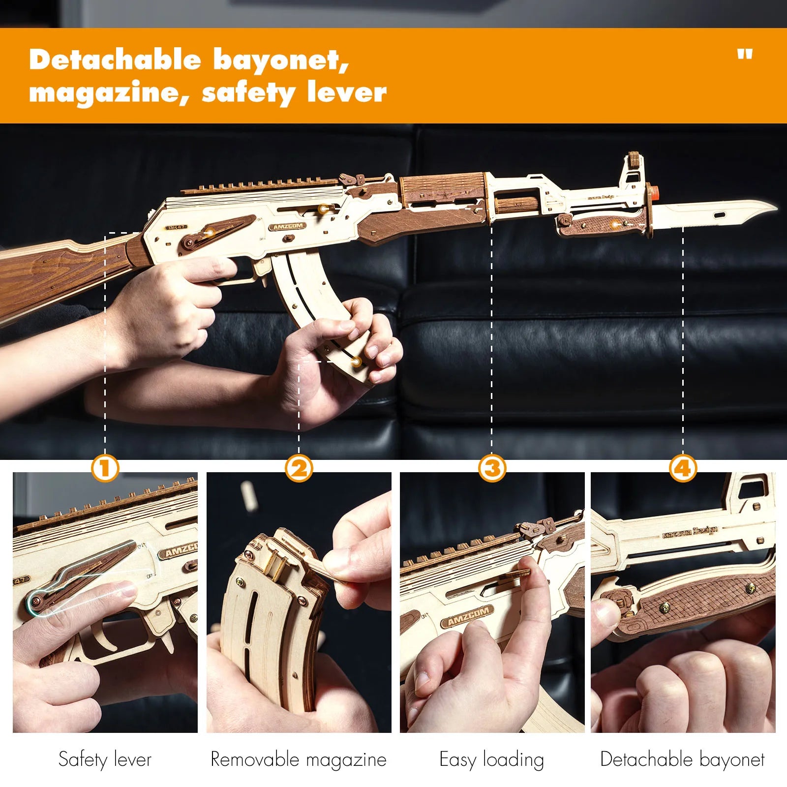 AMZCOM 3D Puzzles For AdultsWooden Puzzles ForAdults, AK47 3D Puzzles, 3D WoodenPuzzles For Adults