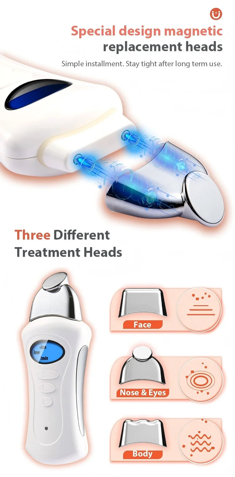 Rechargeable Microcurrent Beauty Device, Multi-Effect Facial Lifting with Magnetic Head for Firming Skin & Reducing Wrinkles