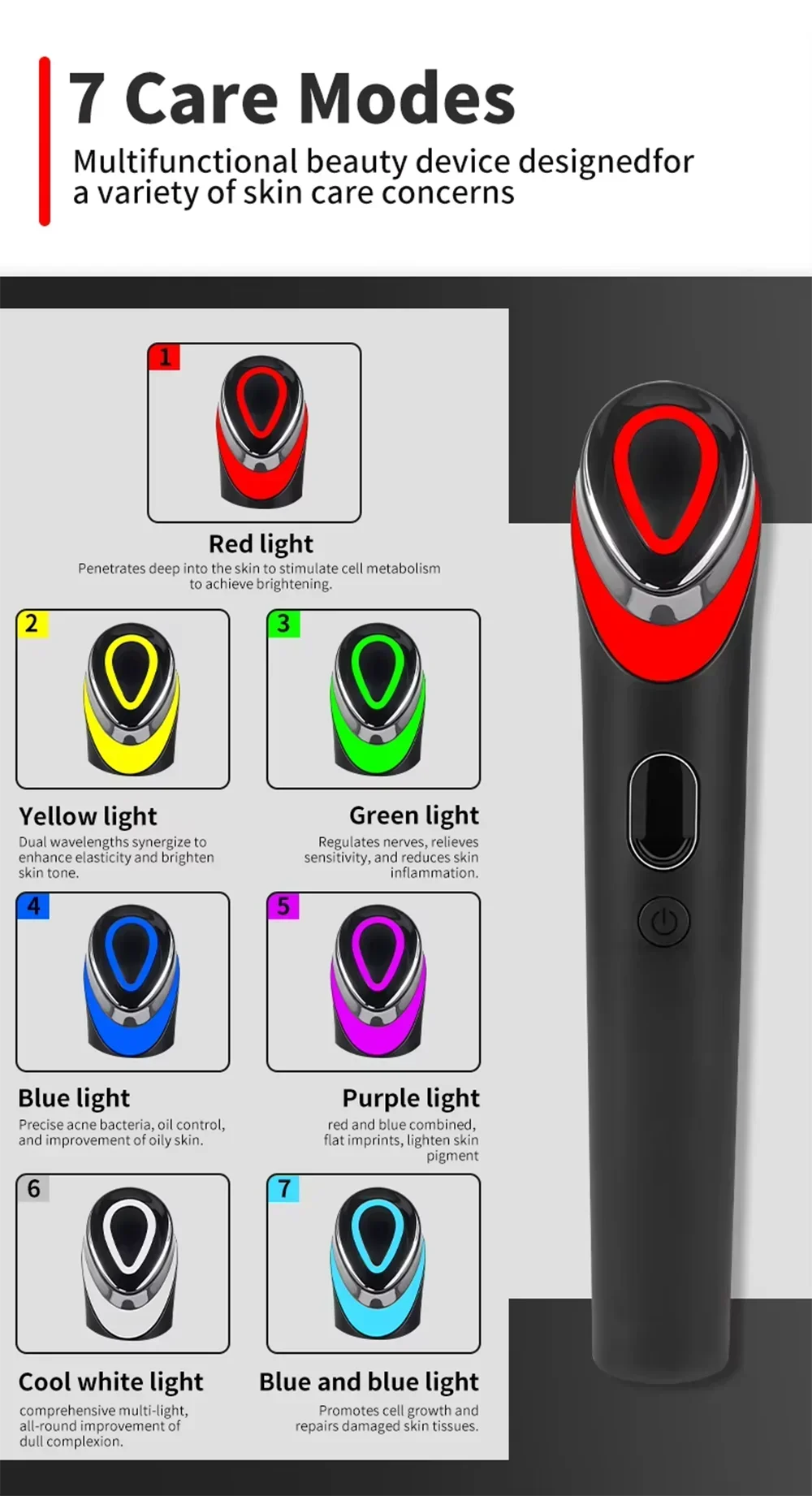 7 Colors Age-R Booster Pro Facial Skin Care Beauty Device EMS Microcurrent Lift Massager Home Use-Valentine's Day gift