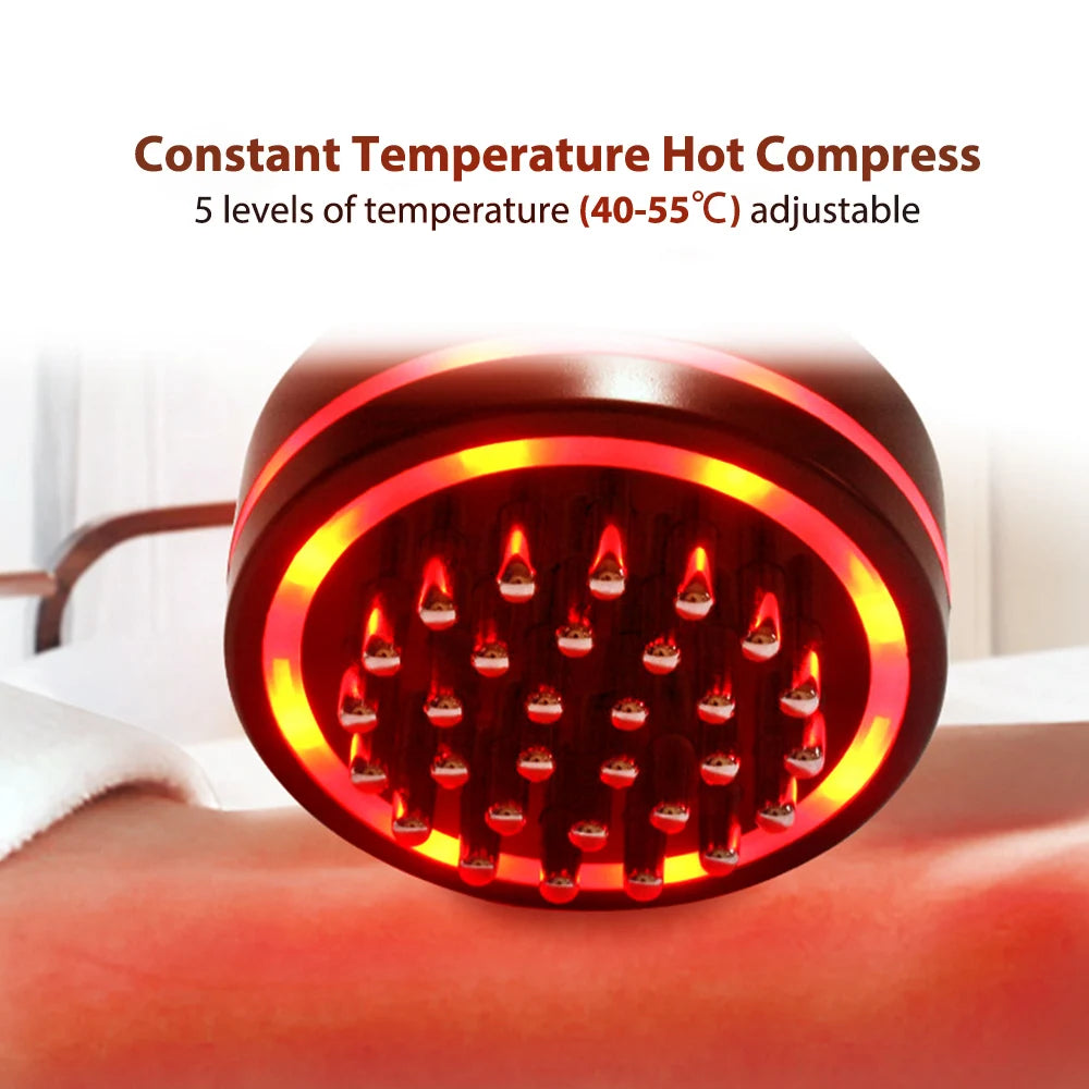 Microcurrent Meridian Brush Massager Cellulite Lymphatic Infrared Heating Vibration Body Detoxification Health Scraping Device