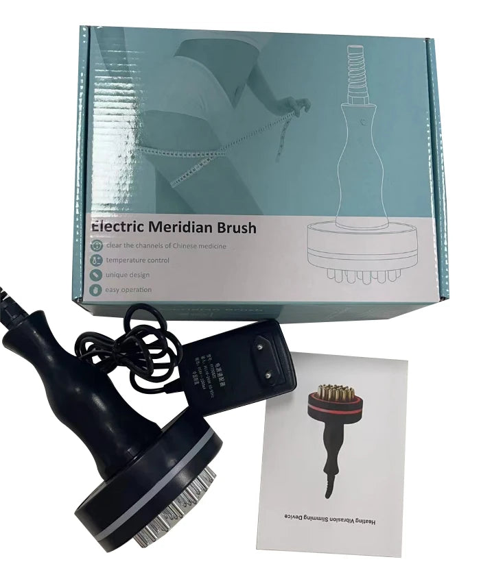 Microcurrent Meridian Brush Massager Cellulite Lymphatic Infrared Heating Vibration Body Detoxification Health Scraping Device
