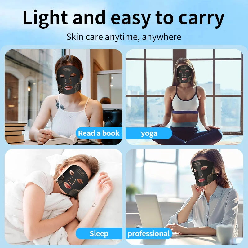 7 Color LED Face Mask with Neck Wireless Portable Red Light Therapy for Anti-Aging, Wrinkles, Skin Rejuvenation, Home Use