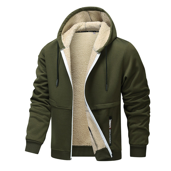 Casual Hoodies For Men Heavyweight Fleece Sweatshirt Winter Thick Sherpa Lined Hooded Zipper Jacket Thick Streetwear Coats